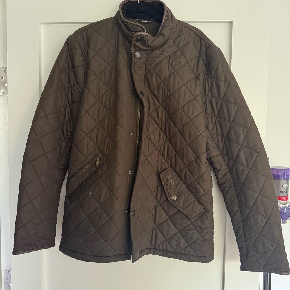 Barely Worn Barbour Powell Quilted Jacket in Dark Brown